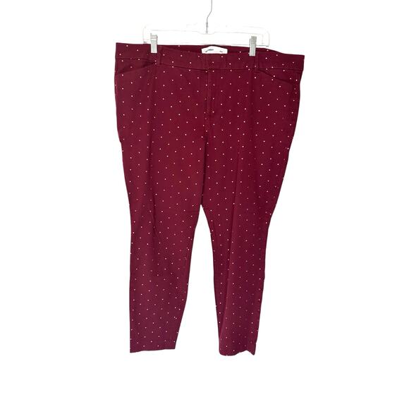Old Navy Plus Burgundy Rose Gold Polka Dot Work Pixie Ankle Pants Size 20 - Picture 2 of 14